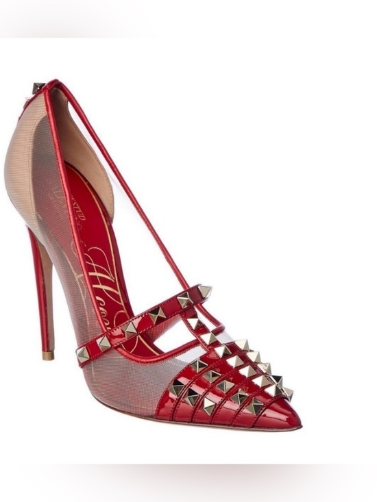 Valentino Garavani Shoes - Valentino Garavani Rockstud Red Pointed-Toe Stiletto Pumps - Designer Style